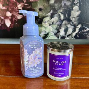 NEW 2-Pc FRESH CUT LILACS Foaming Hand Soap & Single Wick Candle BBW